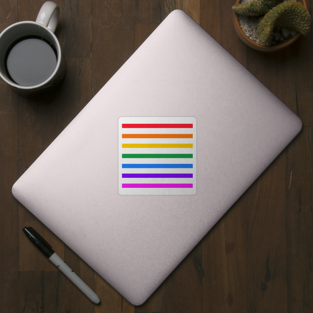 White and rainbow stripes - horizontal by bettyretro